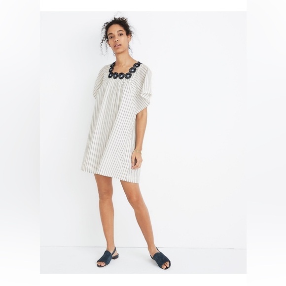 Madewell Embroidered Butterfly Dress in Stripe Dark Metal Size‎ XXS Retro 70s - Picture 4 of 11